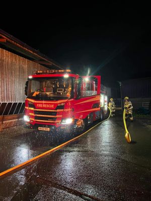 The barn fire at Longden-on-Tern photo: Wellington Fire Service