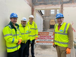 Dr Ed Rysdale, Gordon McCartin (IHP), Ralph Conoway (Gleeds), and Philip Dunne MP.