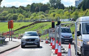 Roadworks ahead of trams arriving at Merry Hill