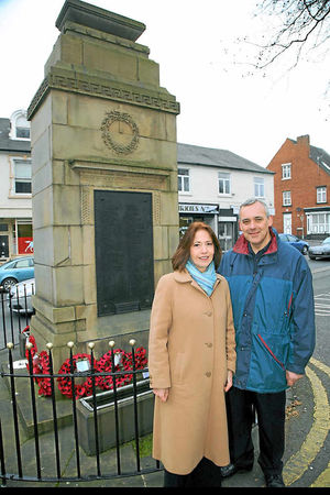 With Judith Lampitt, grand-daughter of Pte Bateman