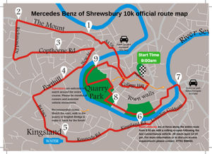 The full route of the Shrewsbury 10k