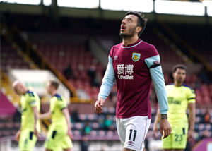 Burnley's Dwight McNeil reacts to a missed chance