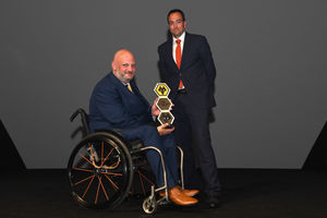 Express & Star fan of season Steve Green at the Wolverhampton Wanderers End of Season Awards, alongside Editor Martin Wright. (AMA/Sam Bagnall)