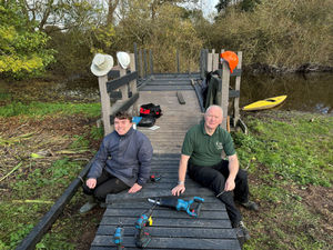 Volunteers at the pond