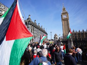 Pro-Palestine demonstrators in Parliament Square