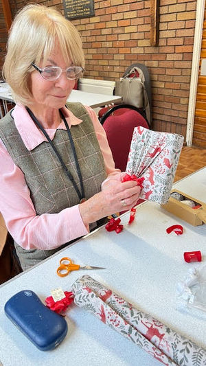Helen Hallchurch with her gift wrapping