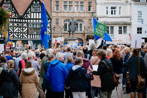 About 400 people turned out to support the protest