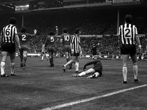 A third goal for Liverpool and Newcastle's disappointment is reflected in the face of Terry Hibbitt in the last minutes of the 1974 FA Cup Final at Wembley