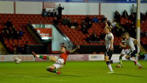 Conor Wilkinson scores a second for Walsall 