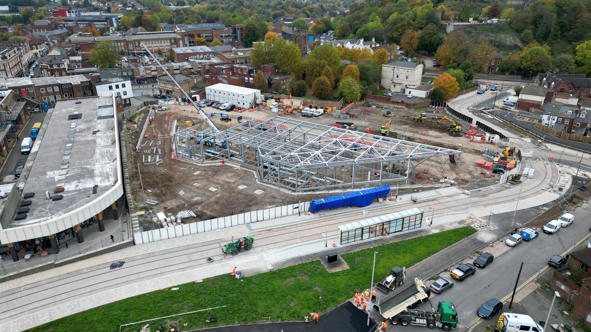 Exclusive new aerial pictures show progress on Dudleys new £24 million bus and tram station
