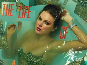 The Life Of A Showgirl cover, featuring Taylor Swift in water