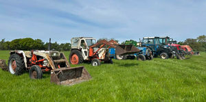The line-up of tractors at Stocks Farm, Ellesmere which will be sold on June 21.