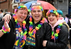 Sue Harrison, Wyatt Harrison and Casie Harvey enjoying Pride