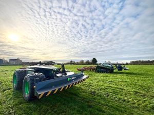 AgXeed autonomous tractors in action at Lower Drayton Farm, Staffordshire - planting 250,000 tulip bulbs!