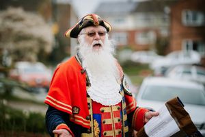 Shrewsbury town crier Martin Wood delivered a speech for Lina Cori's birthday