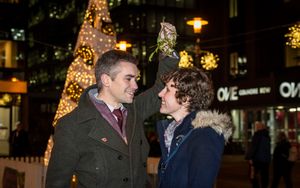 Hannah celebrating her engagement to Harry in Birmingham