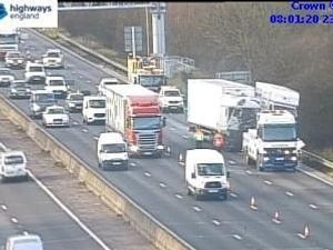 Supporting image for story: Seriously injured driver trapped as lorries collide on M6 in Staffordshire