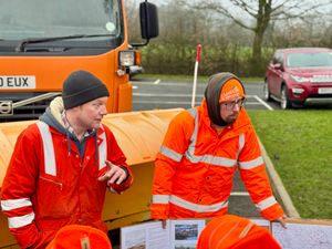 Gritting contractor Matt Eckert and his colleague Nick Gilman, talking to pupils about their work, were impressed by the pupils' questions.