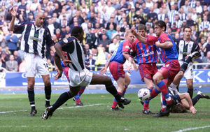 Darren Moore volleys home the opener