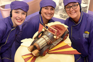 Donna, centre, with the chocolate Chitty creation