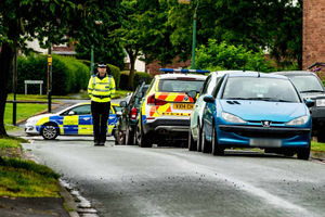 Police patrolling the area of Meole Brace