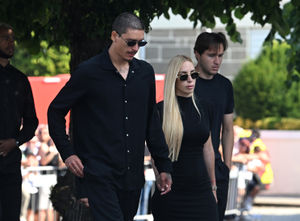 Liverpool's Darwin Nunez arrives at the funeral of Diogo Jota and Andre Silva being held at Igreja Matriz de Gondomar in the town of Gondomar near Porto. The Liverpool and Portugal forward died along with his younger brother Andre Silva in the accident in Zamora on Thursday morning. Picture date: Saturday July 5, 2025. PA Photo. Photo credit should read: PA Wire.