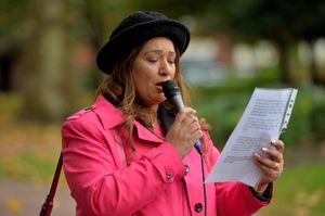 Councillor Jas Dehar addresses the crowd