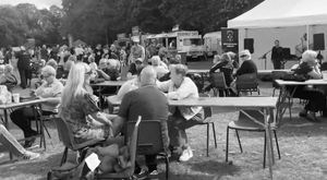 Whittington Country Fair. Lots of people stopped to listen