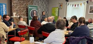 Mp Leigh Ingham Speaking To Marston Grange Residents At A Coffee Morning. Image courtesy of Leigh Ingham's office