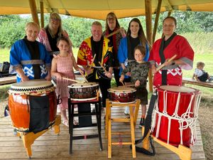 Supporting image for story: Japanese drummers bring rhythmic delight to visitors in Attingham Park performance 