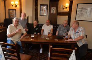 Michael Barker, Alan Jackson, Terry Johnson, Graham Tilley, Mac Joyce and Graham Reacord discuss the change in politics at the Lychgate Tavern
