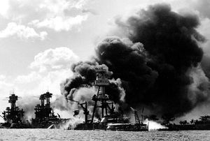 USS Arizona burns
