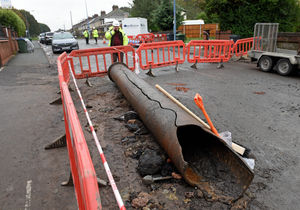 A cracked water pipe