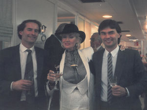 Robert and Edward Shotton with Faith Brown at the opening of their first store in Tyseley, Birmingham