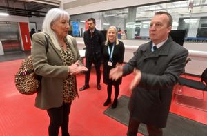 o Goverment Minister for Energy Affordability and Skills :Amanda Solloway visited Dudley Council Here she meets Dudley College Principal Neil Thomas who accompanied her around the Advance Building