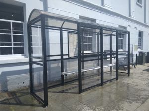 Upgraded bus shelter in Ludlow.
