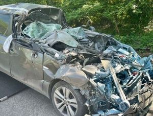 The car involved in the crash. Photo: @StaffsRCT