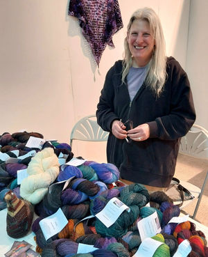Kimberly Perkins from Cat Mountain Fibre Arts, Colorado was the first Wonderwool Wales exhibitor to jet in from America