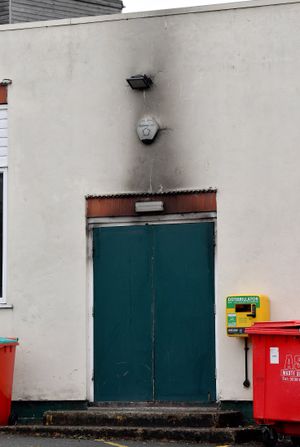 The scene outside the Barley Pub in Newport this morning.