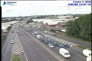 Queuing traffic on the M5 at Oldbury. Picture: Highways England
