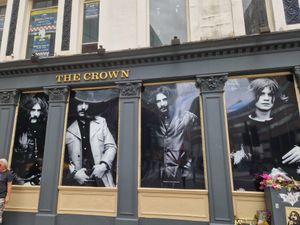 Birmingham's The Crown pub stuck posters of each Sabbath member in their windows in honour of the group