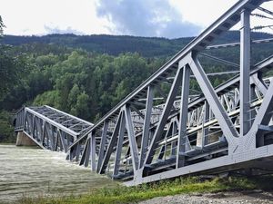Supporting image for story: Railway bridge collapses in Norway after torrential rain