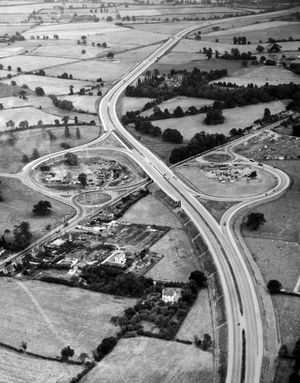 The M5 motorway near Droitwich pictured in July 1962