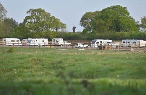 Caravans pictured on land in Wassell Grove Lane, Hagley