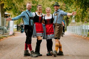 James Renton, Jackie Yeomans, Sue Bromley and Dave Bromley dress authentically for the Oktober Festival