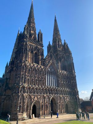 Lichfield Cathedral has a commanding presence in the centre of the city