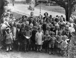 Celebrations in the garden of a house that stood on the site of St Martin's Church Walsall, opposite the Long Horn pub