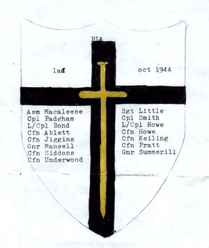 The group drew this shield for the Dutch family who sheltered them.