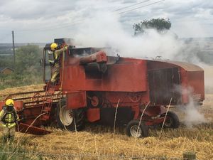 Supporting image for story: Combine harvester destroyed in blaze