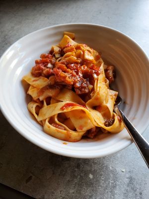 This dish with pork cheeks featured silky pasta